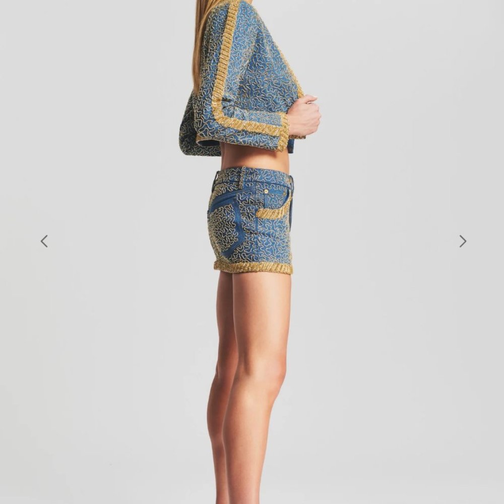 $200 OFF NWT Retrofête Mani Embellished Denim Skirt – Size Small - Picture 6 of 16